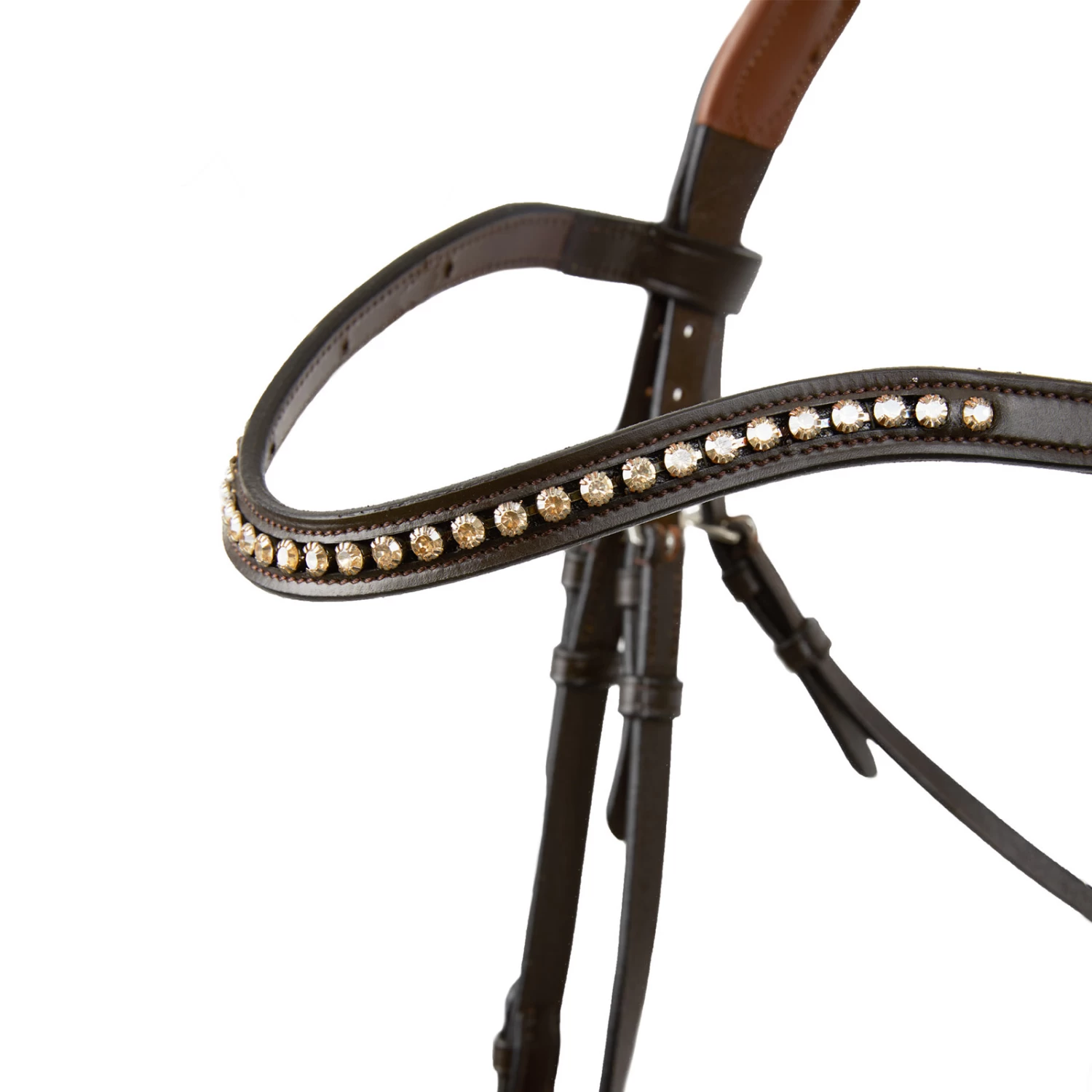 Horze Classic Dressage Ergonomic Bridle With Curved Browband - Brown/Brown - Image 5