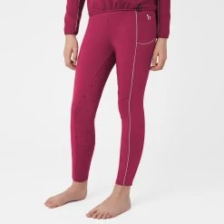 Horze Ella Kids Soft Stretch Full Seat Tights - Anemone Dark Pink