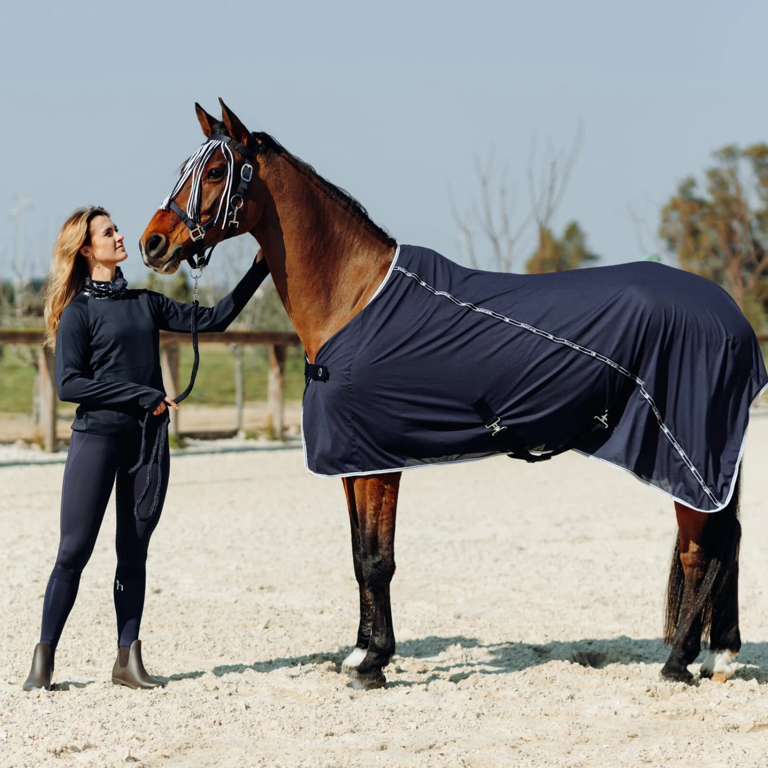 Horze Tessa Womens Full Seat Riding Tights - Peacoat Dark Blue - Image 7