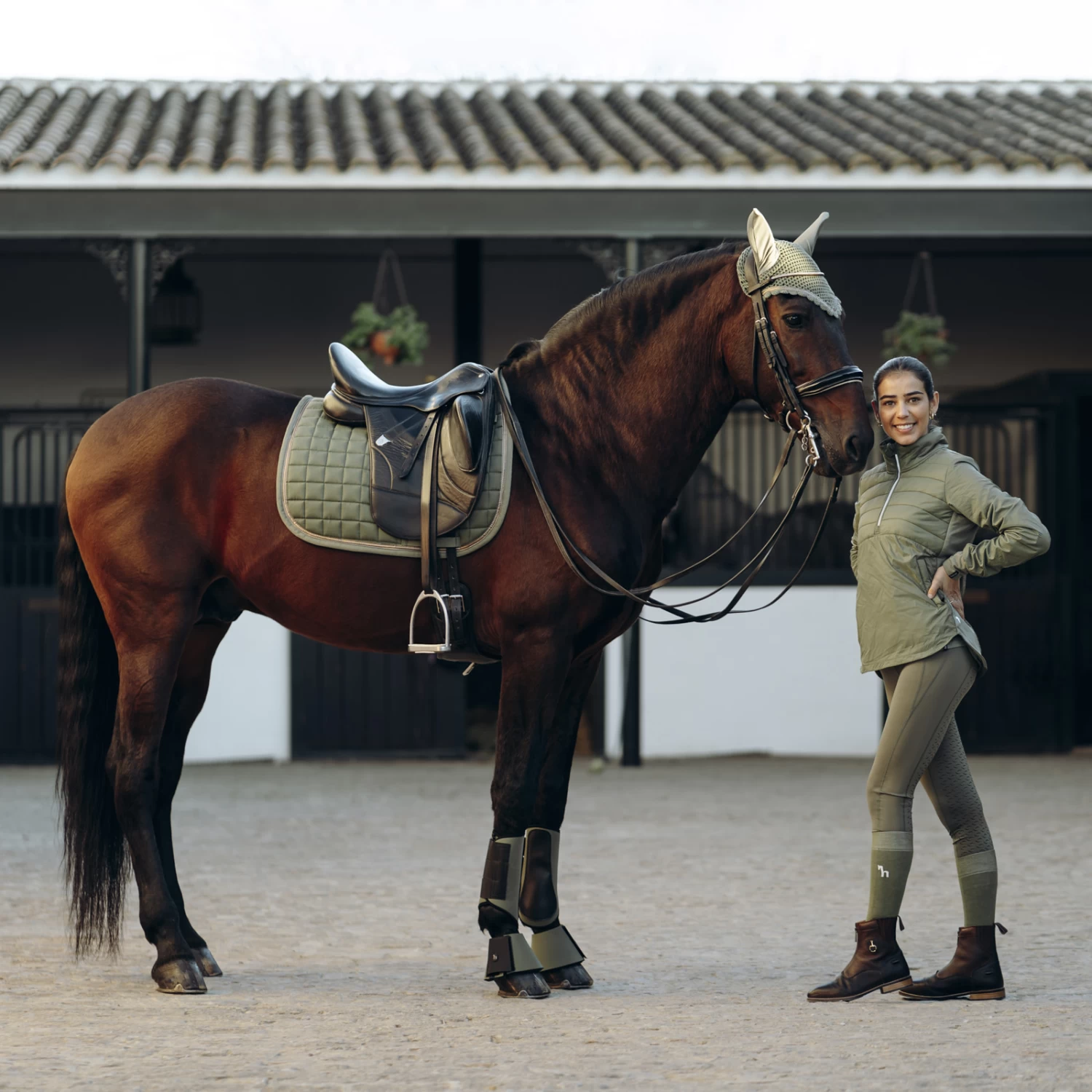 Horze Annika Womens Fleece Lined Pullover Jacket - Olivine Green - Image 5