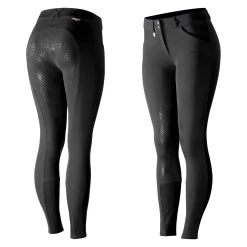 Horze Grand Prix Womens Silicone Full Seat Breeches - Black