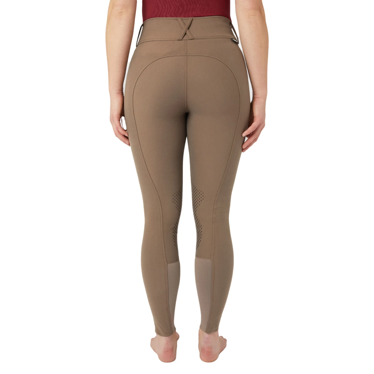 Horze Grand Prix Pro Womens High Waist Knee Patch Breeches - Iron Grey Brown - Image 5