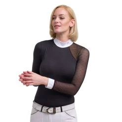 Cavalliera Modern Dame Long Sleeve Show Shirt - Black/Black/Bordeaux
