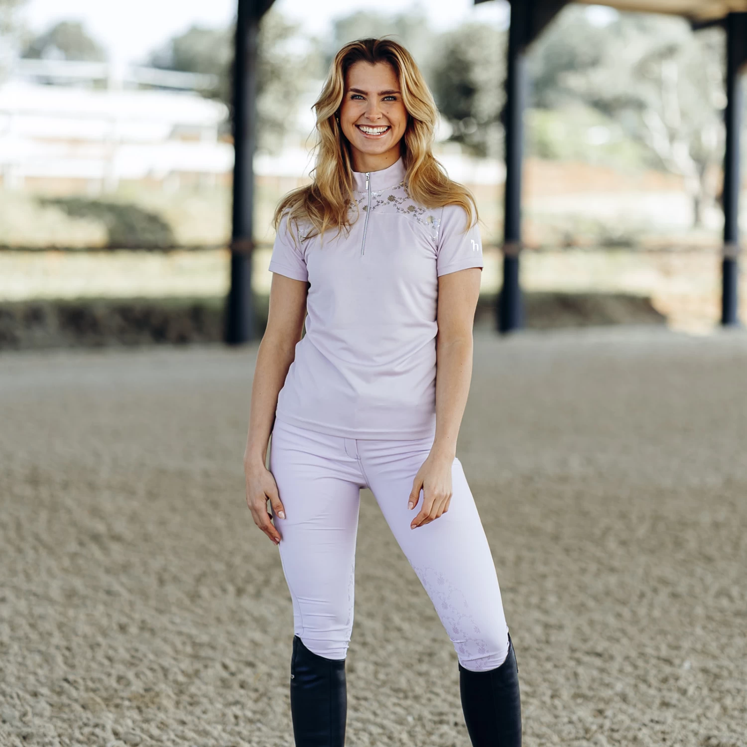 Horze Kaitlin Womens Short Sleeved Performance Show And Training Shirt - Orchid Hush - Image 5