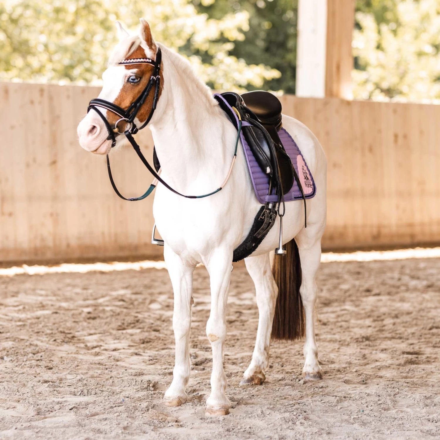 Horze Magical Carousel Pony Saddle Pad - Grey Ridge Purple - Image 4