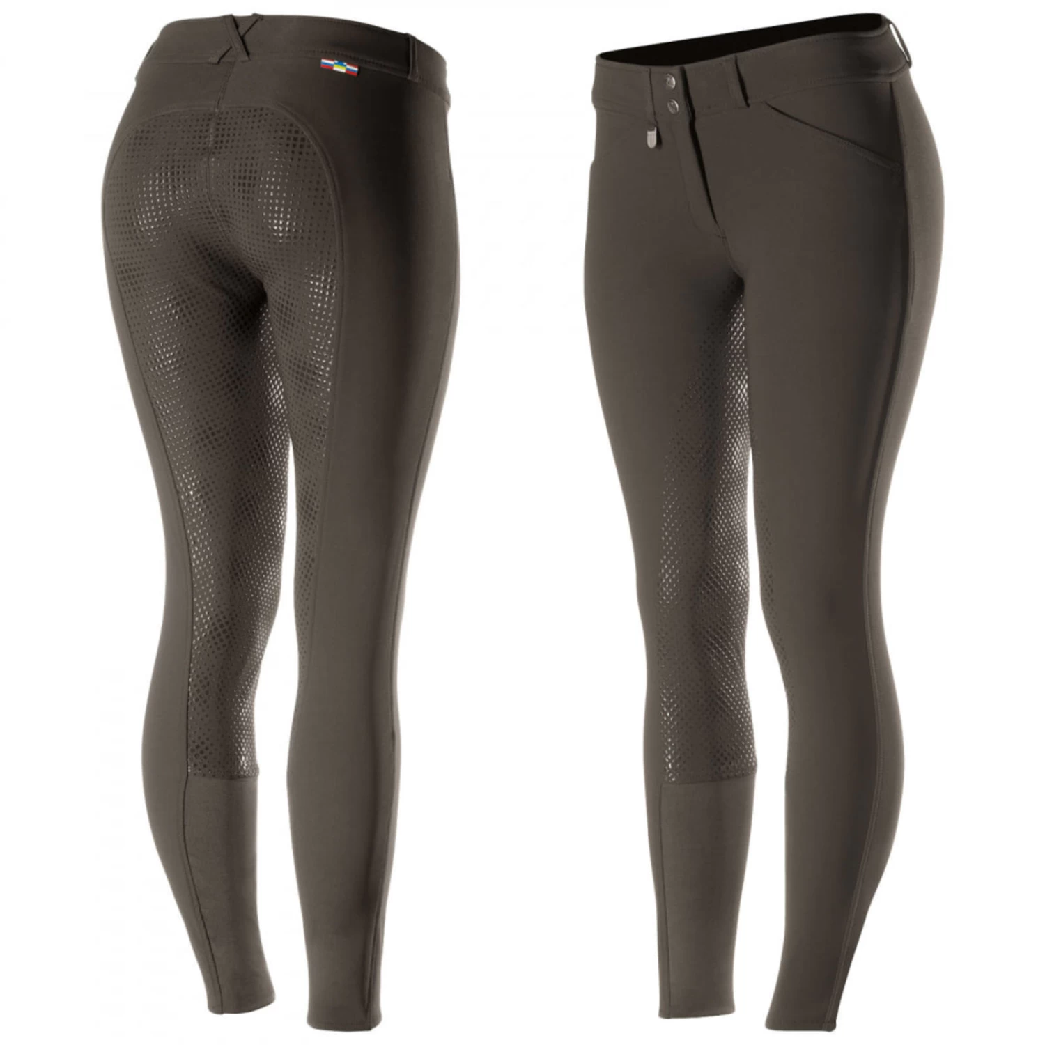 Horze Grand Prix Kids Silicone Full Seat Breeches - Dark Brown