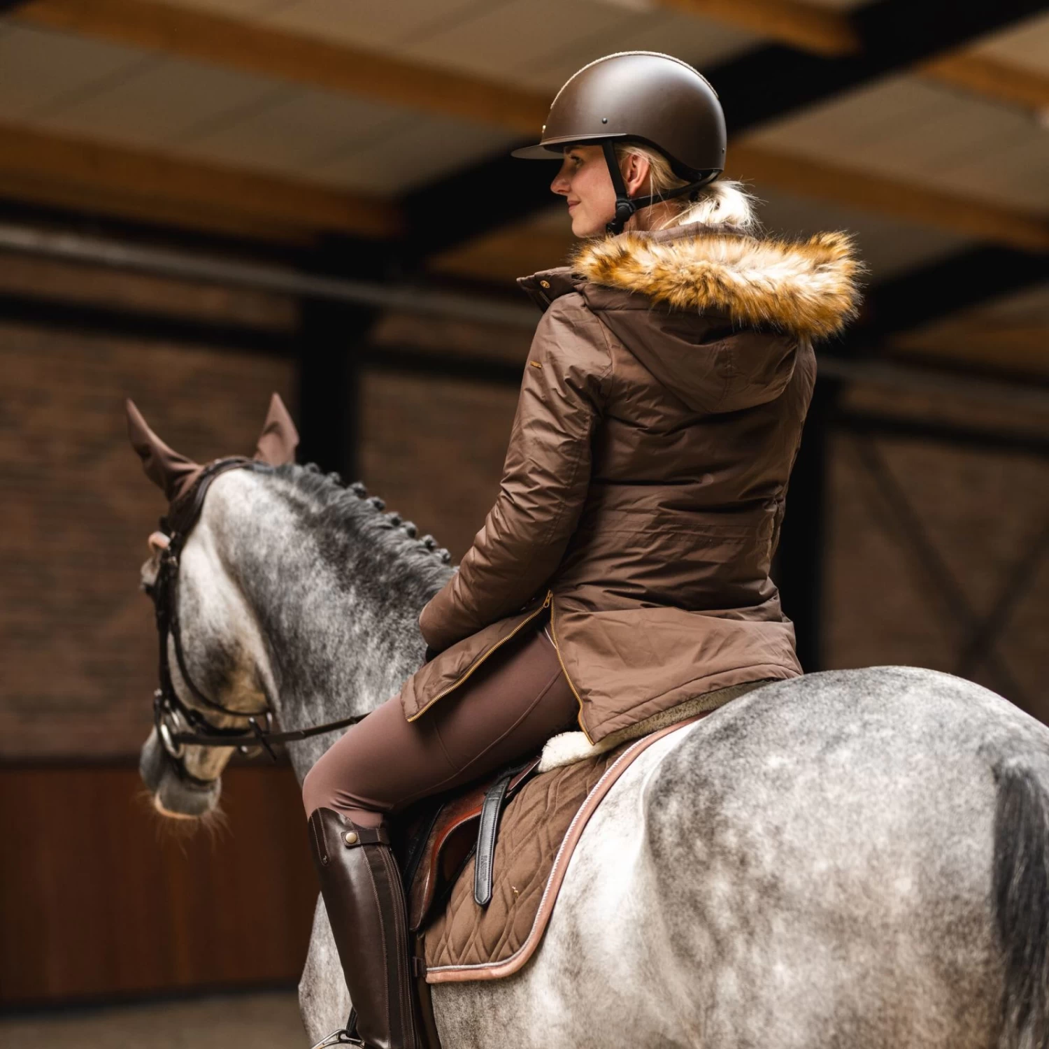 Horze Mikaela Womens Parka Winter Jacket - Chocolate Martini - Image 4