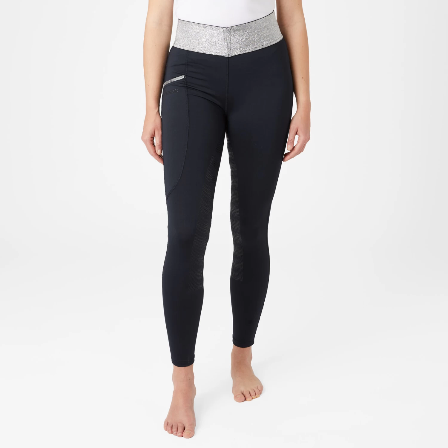 Horze Radiance Womens Tights With Smart Pockets - Dark Blue - Image 4