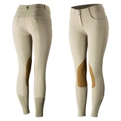 B Vertigo Kimberley Womens Show Knee Patch Breeches - Plaza Taupe Light Brown