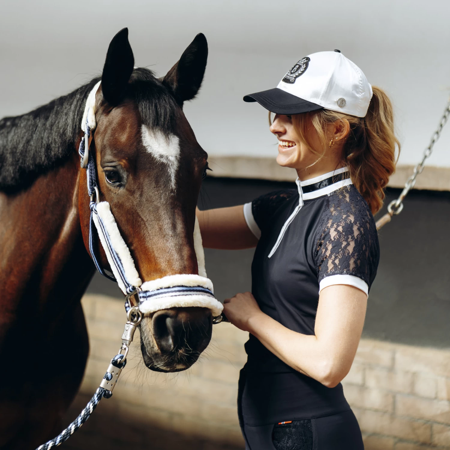 B Vertigo Lauren Womens Short Sleeved Show Shirt With Lace Sleeves - Dark Navy - Image 3