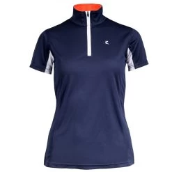 Horze Trista Womens Short Sleeved Technical Sun Shirt - Peacoat Dark Blue/Grenadine Red