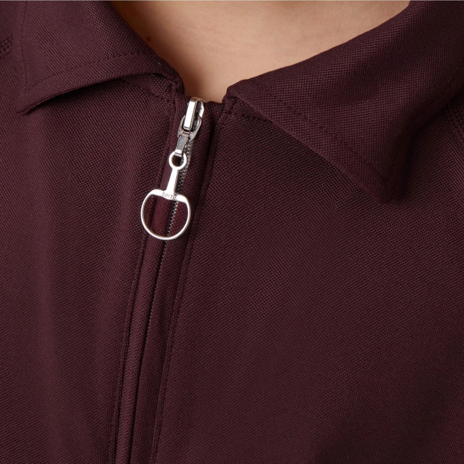 Horze Tiana JR Kids Pique Shirt W/ Long Sleeves - Red Mahogany Burgundy - Image 4