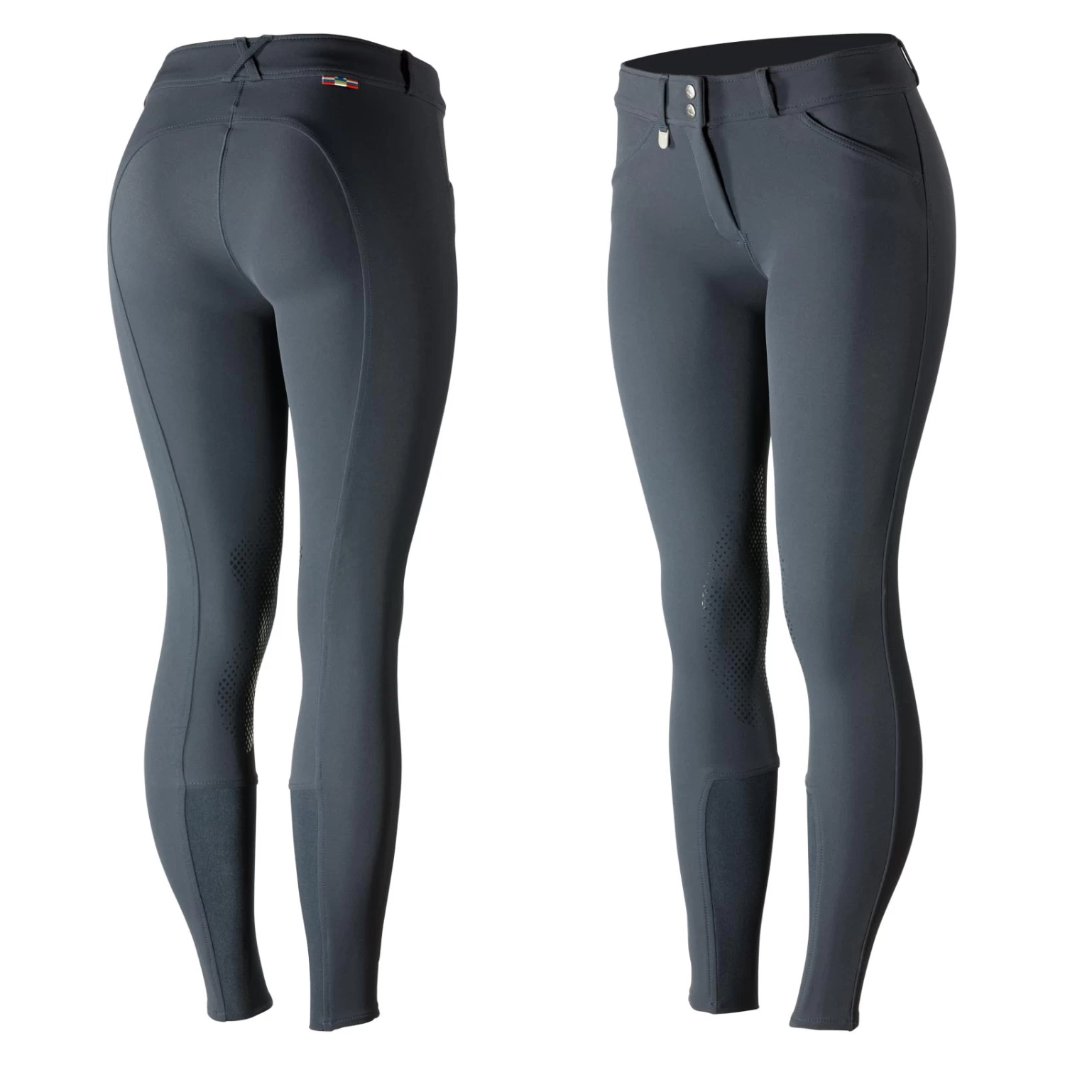 Horze Grand Prix Womens Silicone Knee Patch Breeches - Peacoat Dark Blue