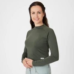 Horze Gabriela Womens UV Pro Cooling Sun Crop Top - Climbing Ivy Green