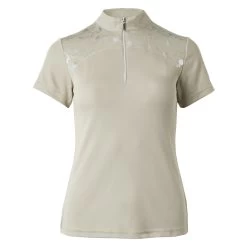 Horze Kaitlin Womens Short Sleeved Performance Show And Training Shirt - Plaza Taupe Light Brown