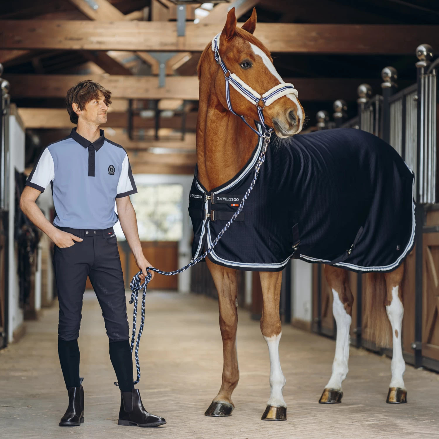 B Vertigo Cameron Double Corded Show Cooler Blanket - Dark Navy - Image 5