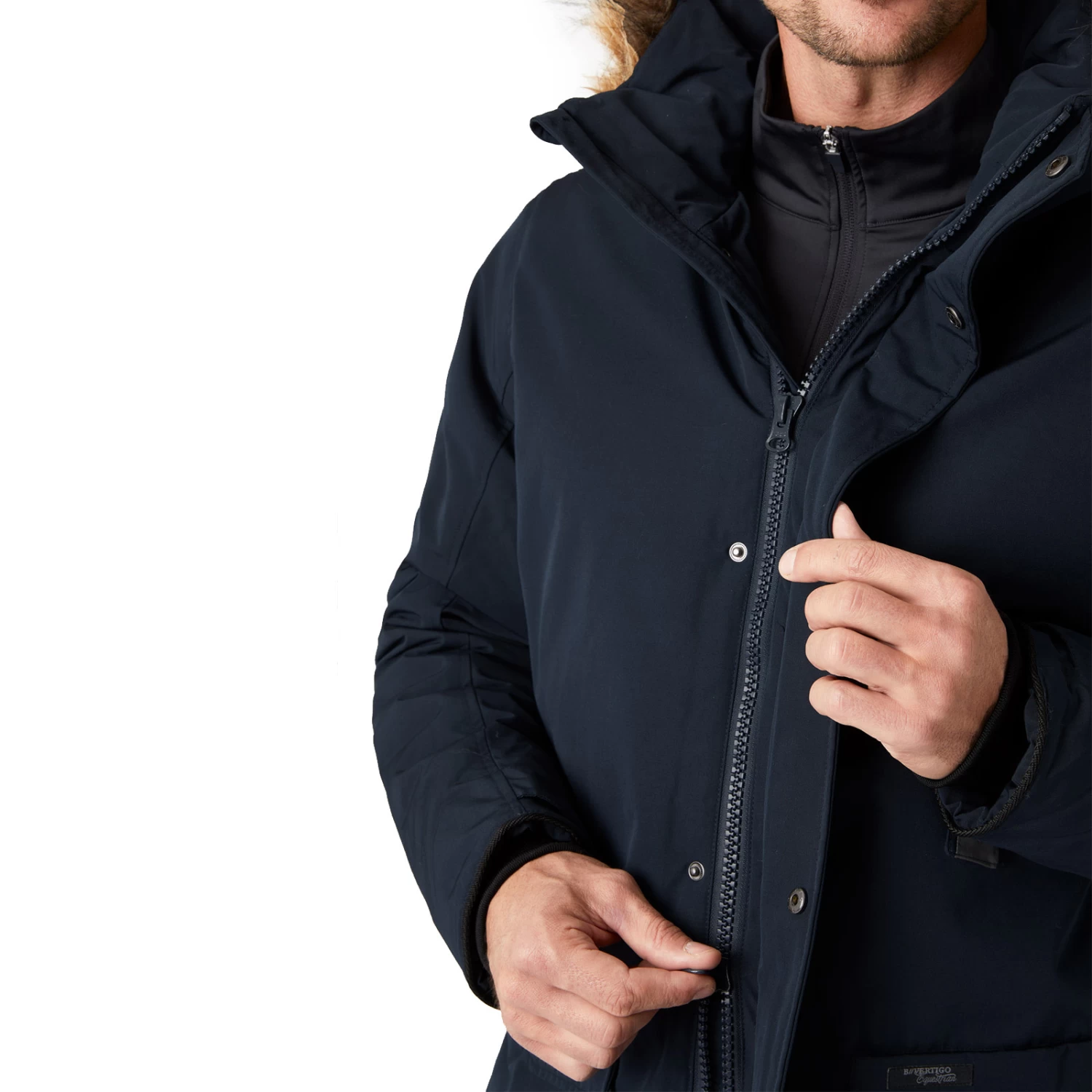 B Vertigo Garren Mens Winter Parka Jacket - Dark Navy - Image 6
