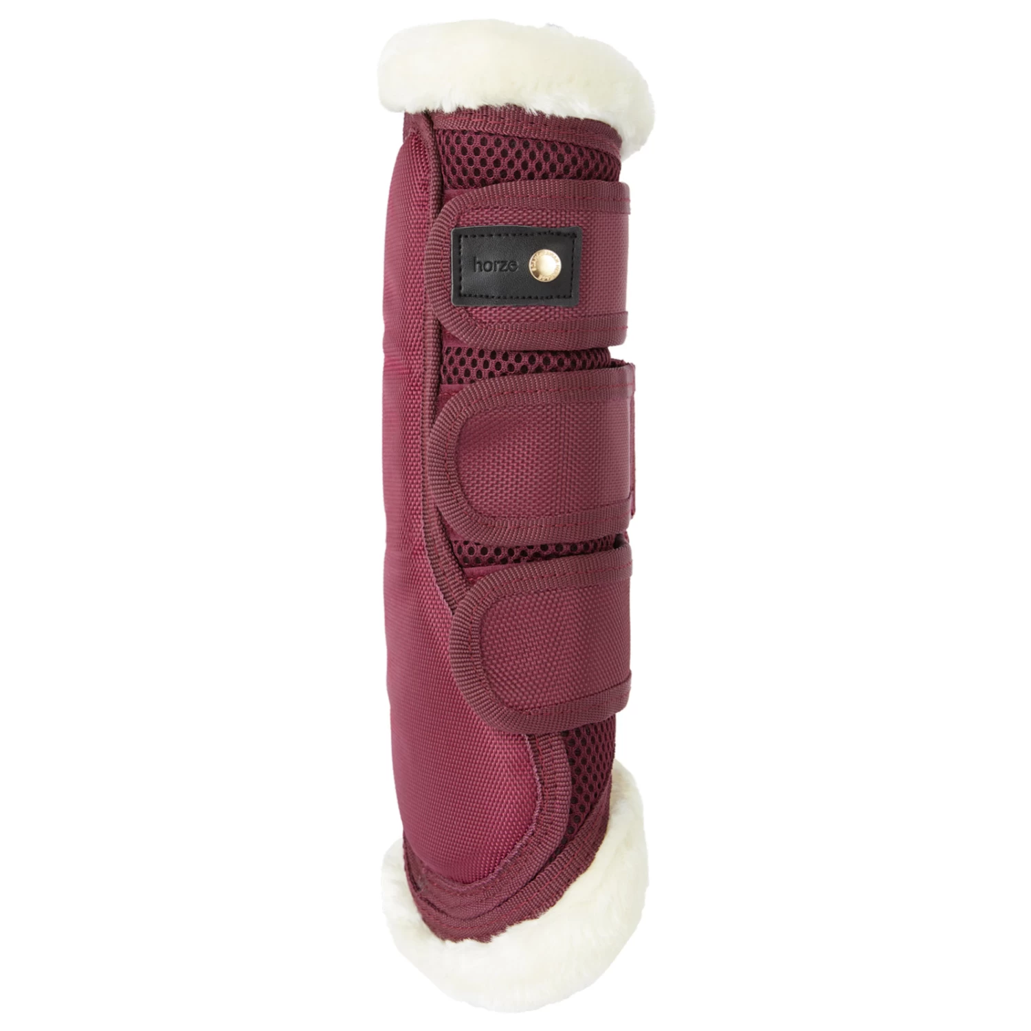 Horze Lincoln Faux Fur Brushing Boots - Merlot - Image 4