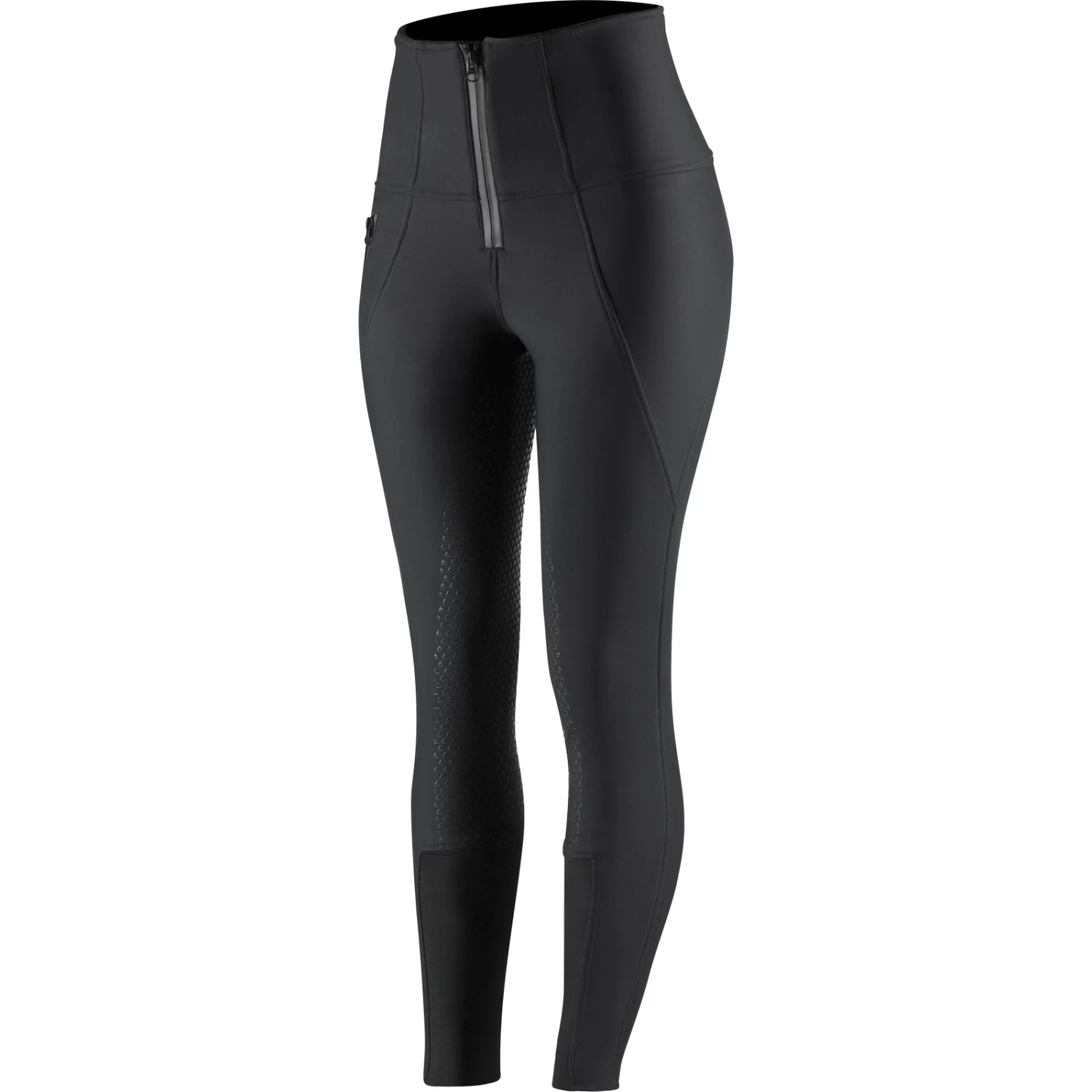 Horze Lydia Womens Thermo Softshell Silicone Full Seat Breeches - Black - Image 7