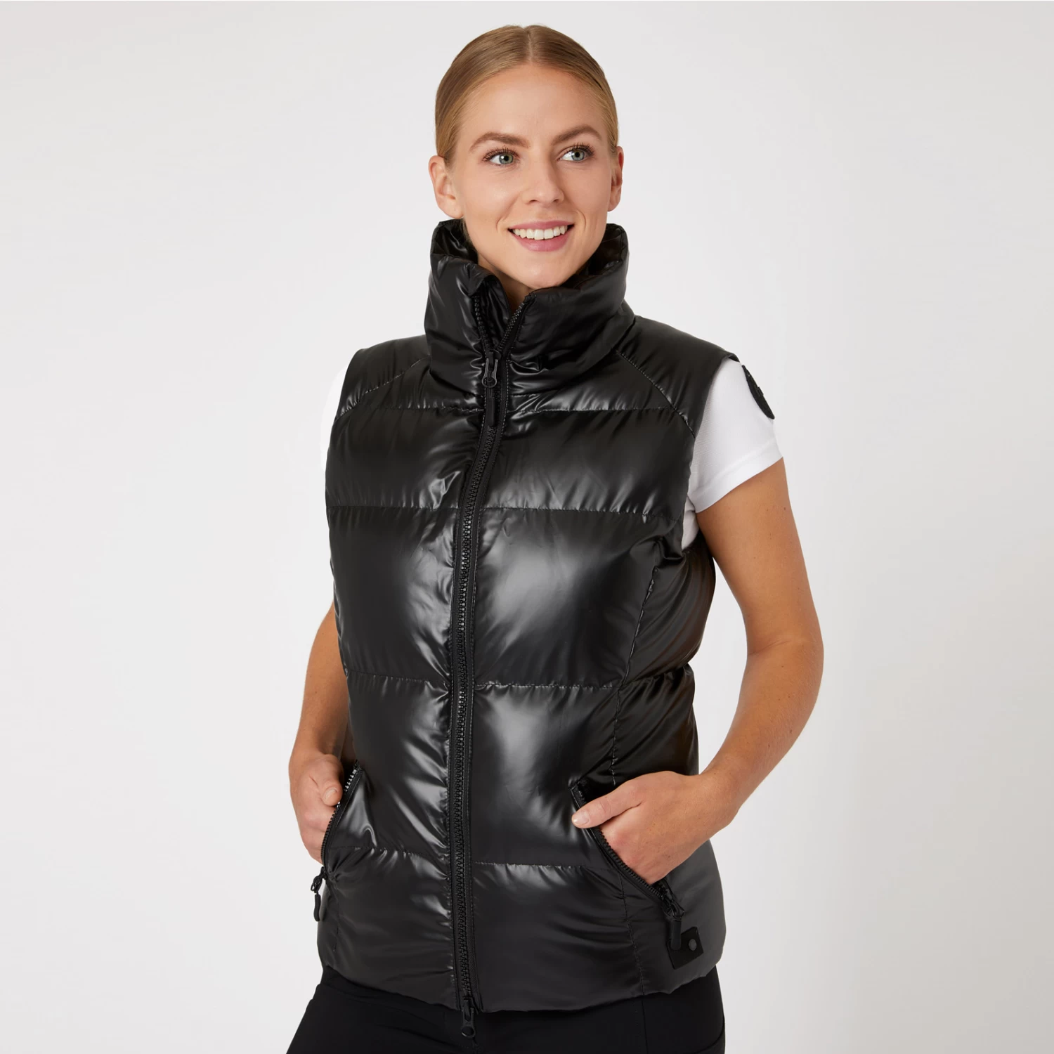Horze Rianna Womens Shine Padded Vest - Black - Image 4