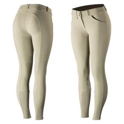 Horze Grand Prix Womens Silicone Knee Patch Breeches - Tan