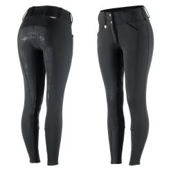 Horze Grand Prix Womens Thermo Softshell Full Seat Breeches - Black