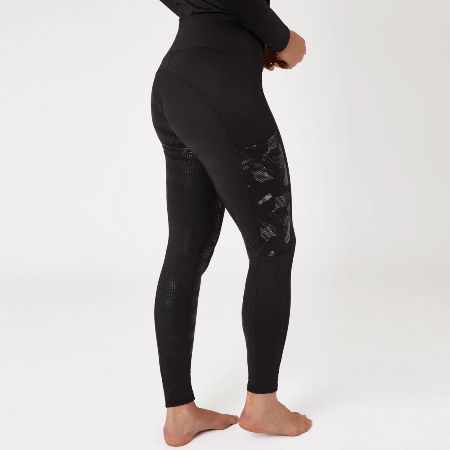 Horze Luminox Womens Tights With Reflective Print - Black - Image 6