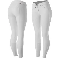 Horze Grand Prix Womens Classic Hunter Knee Patch Breeches - White