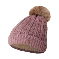 Horze Joleen Womens Knitted Pom Pom Hat - Wood Rose