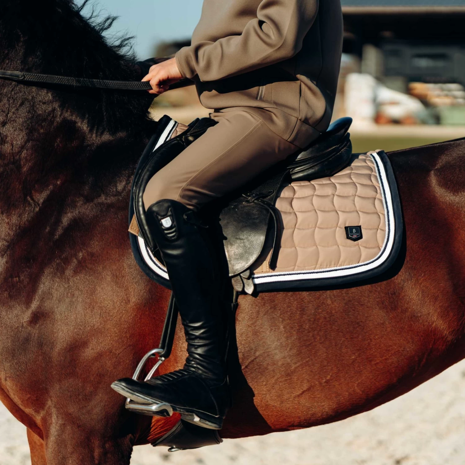 B Vertigo Cameron Double Corded All Purpose Saddle Pad - Fossil Brown - Image 2