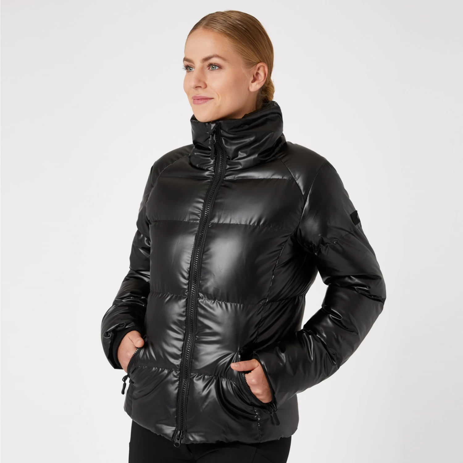 Horze Rianna Womens Shine Padded Jacket - Black - Image 3