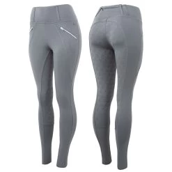 Enora Womens Winter Full Seat Tights With Shiny Zippers - Grey