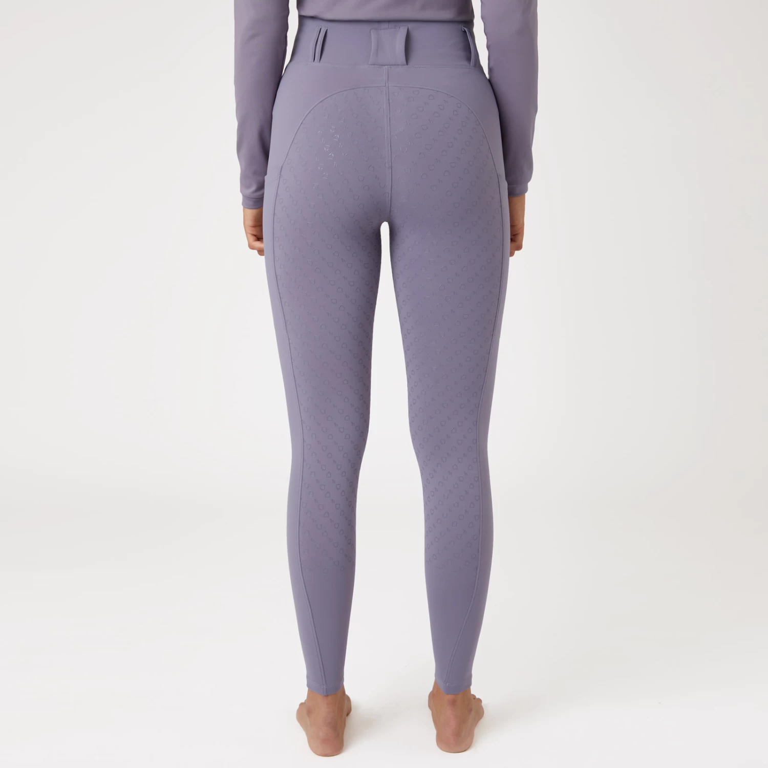 Horze Everly Womens Full Seat Winter Riding Tights - Grey Ridge Purple - Image 5