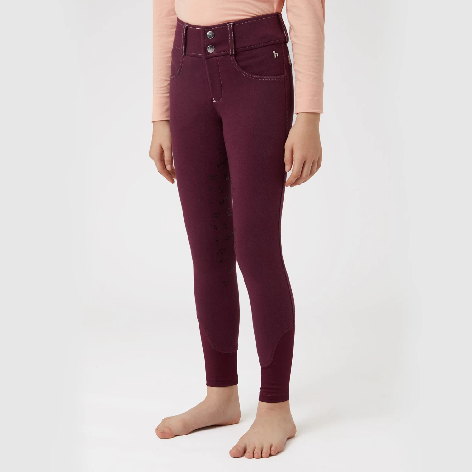 Horze Morgan Kids Full Seat Breeches - Fig Purple - Image 8