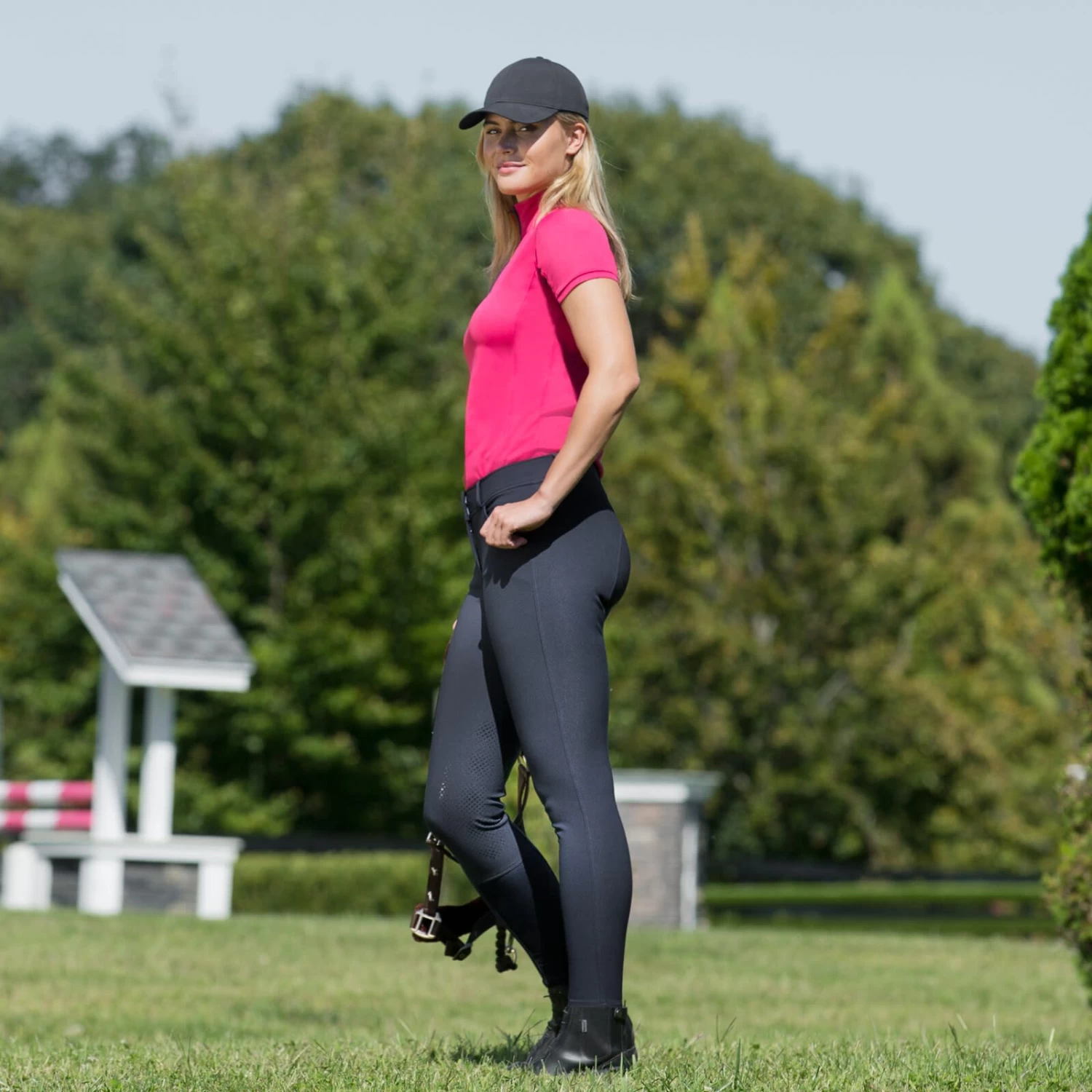 Horze Grand Prix Womens Silicone Knee Patch Breeches - Peacoat Dark Blue - Image 7