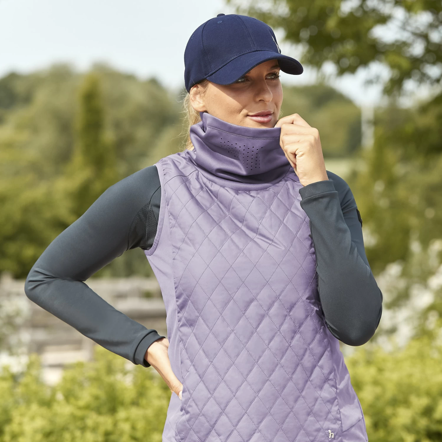 Horze Riley Womens Hybrid Riding Vest - Grey Ridge Purple - Image 7