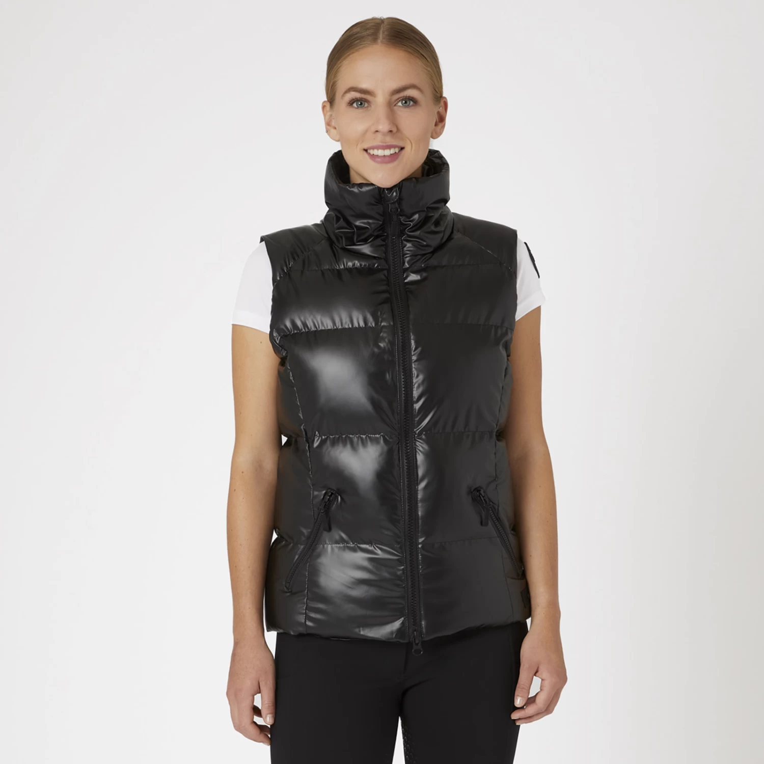Horze Rianna Womens Shine Padded Vest - Black - Image 5