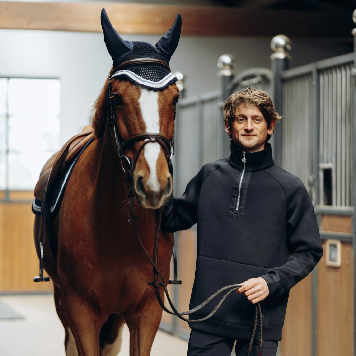 B Vertigo Nicolas Mens Quick Dry Half Zip Sweater - Dark Navy - Image 3