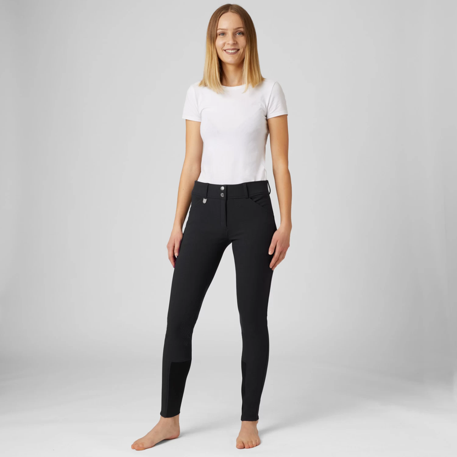 Horze Grand Prix Womens Silicone Knee Patch Breeches - Black - Image 6