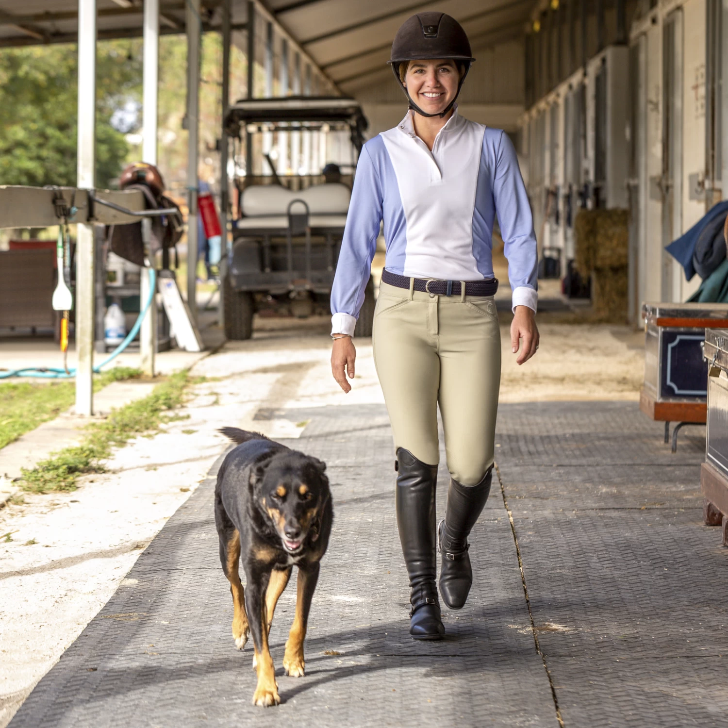 Equinavia Martha Womens Long Sleeved Show Shirt - Light Blue/White - Image 4