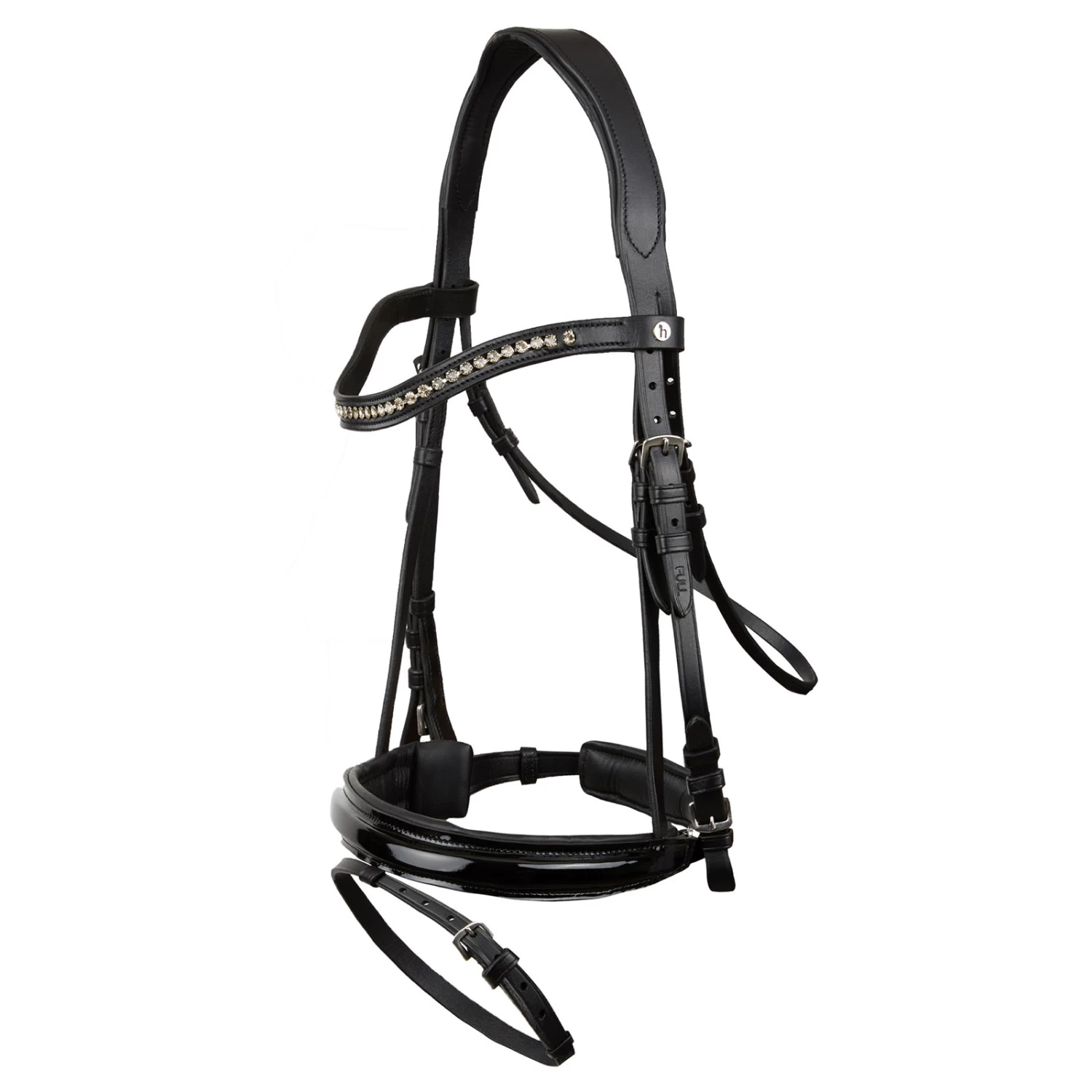 Horze Classic Dressage Ergonomic Bridle With Curved Browband - Black/Black - Image 5