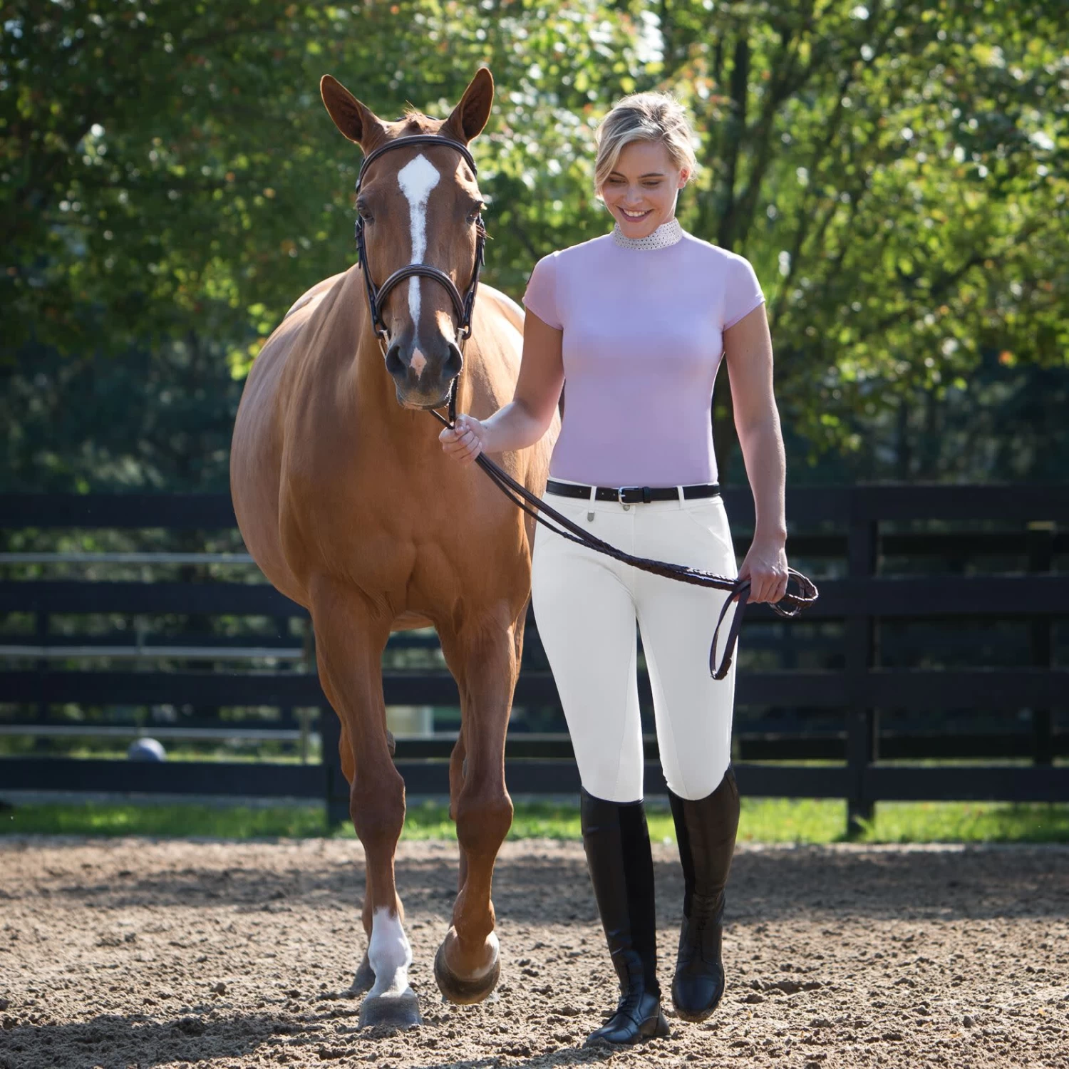 Horze Grand Prix Womens Classic Full Seat Dressage Breeches - White - Image 5