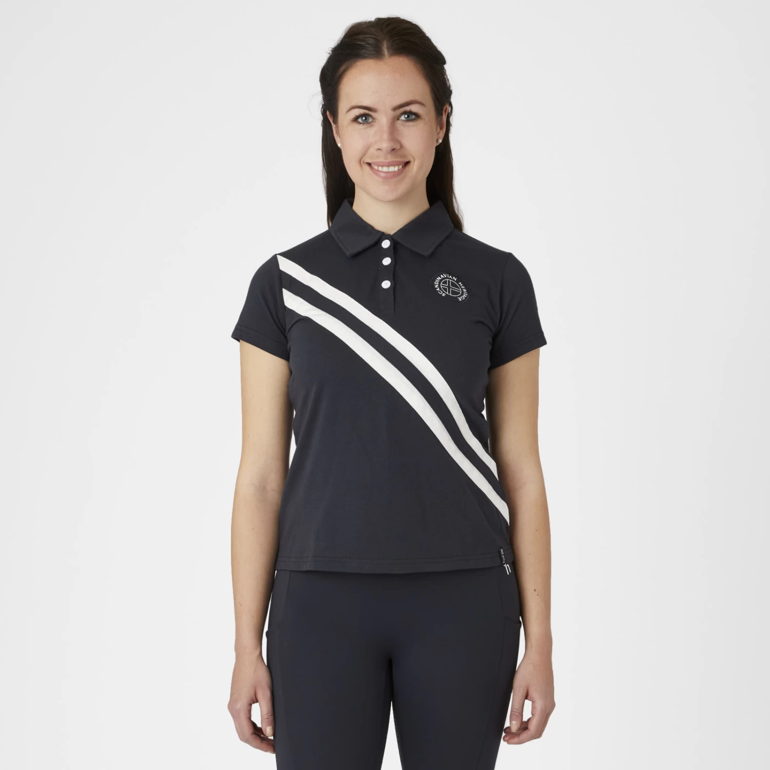 Horze Jessie Womens Polo Shirt - Dark Navy - Image 8