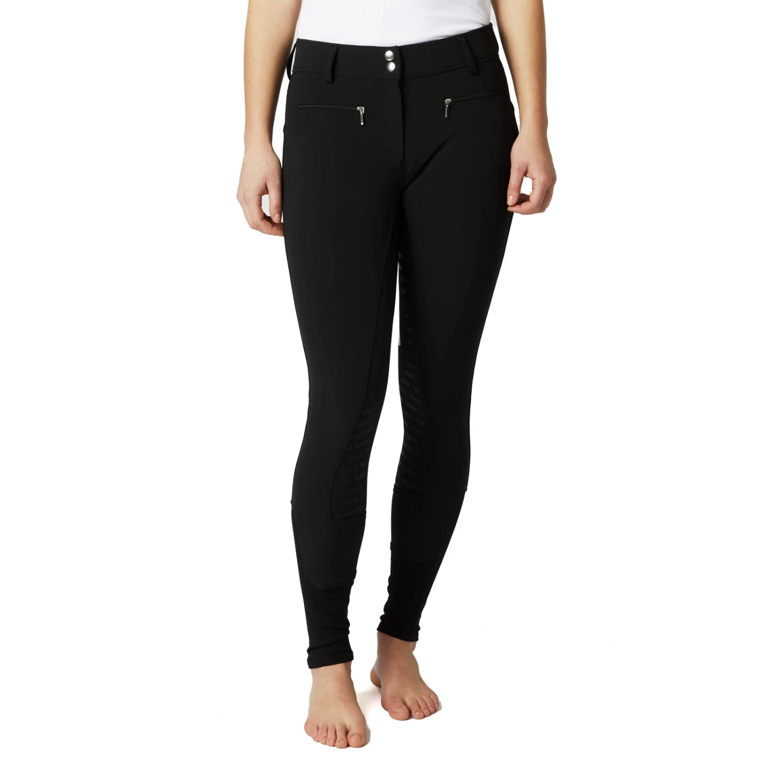 Melody Womens High Waist Micro Silicone Full Seat Breeches - Black - Image 6
