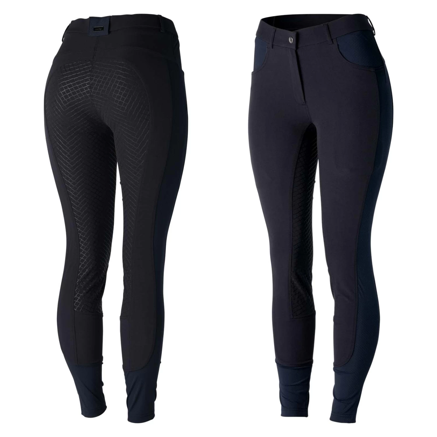 Horze Saphira Womens Ventilated Full Seat Breeches - Dark Navy