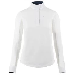 Horze Blaire Womens Long Sleeved Sun Show Shirt - White/Dark Navy