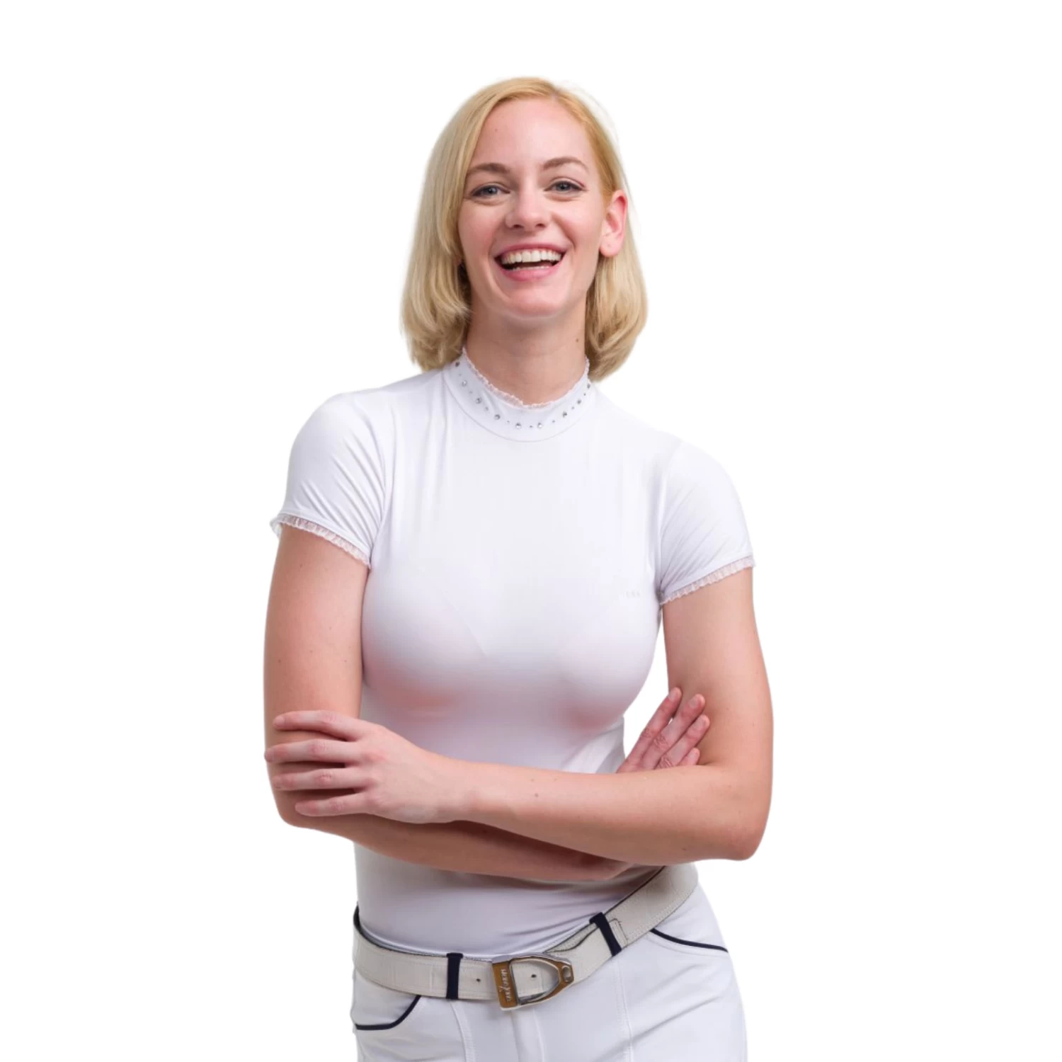 Cavalliera Crystal Short Sleeve Show Shirt - White