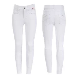 B Vertigo Olivia Girls Silicone Full Seat Breeches - Bright White