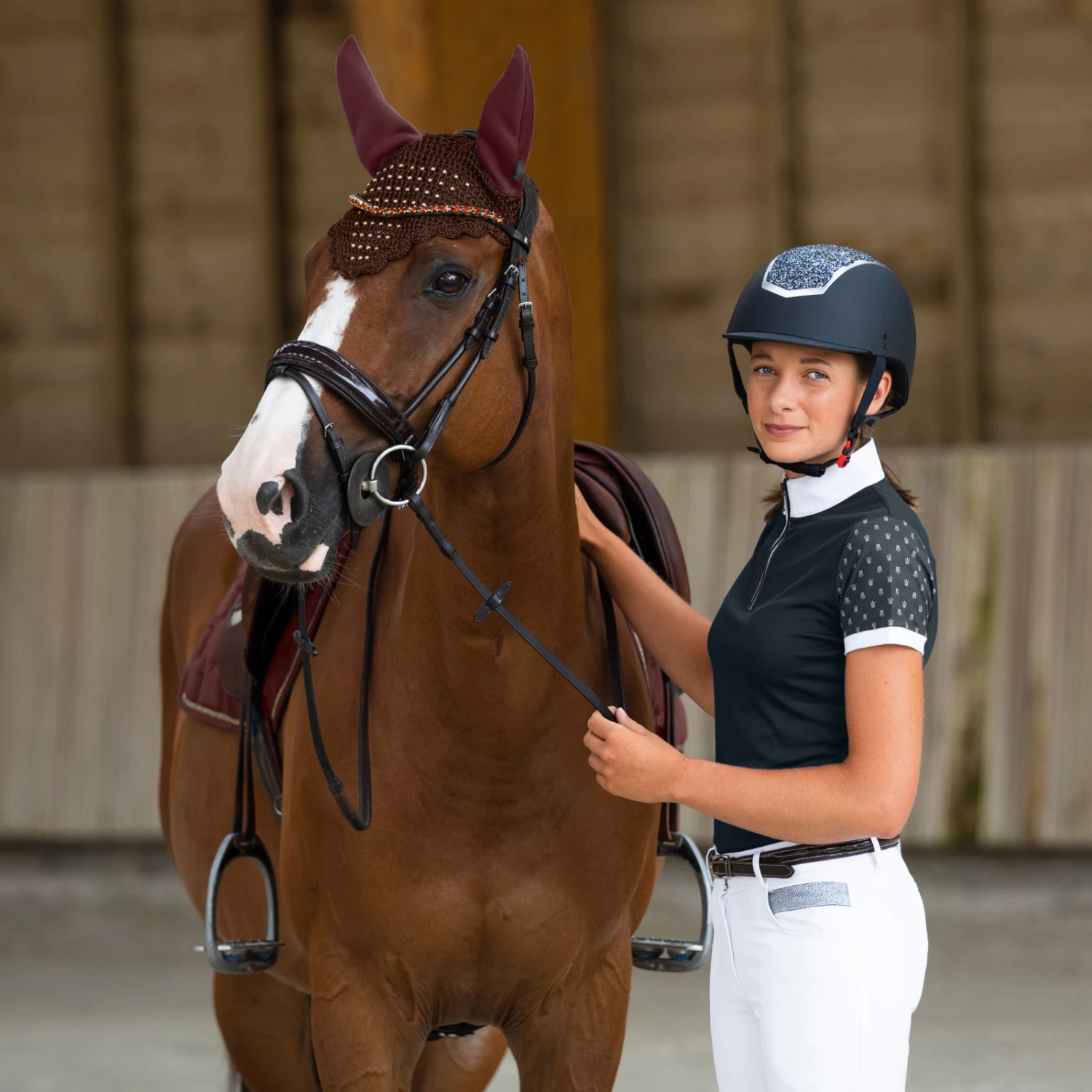 Horze Clermont Ergonomic Crystal Bridle - Dark Brown - Image 5