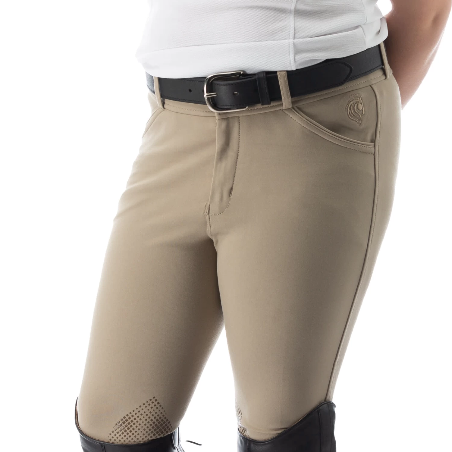 Equinavia Greta Kids Silicone Knee Patch Breeches - Tan/Tan - Image 8